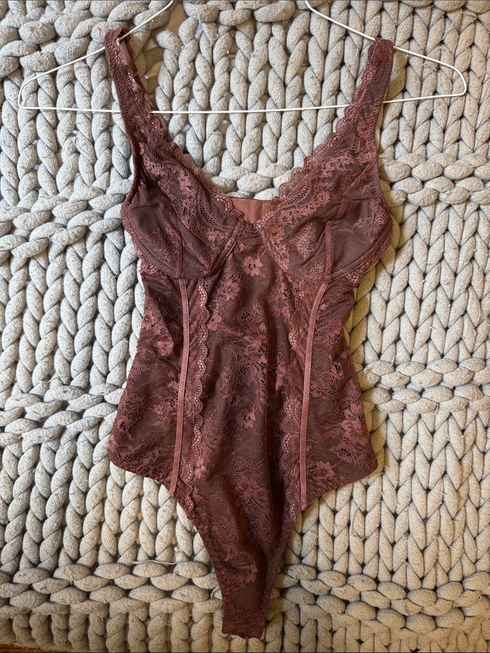 Lace Bodysuit in Dark Brown